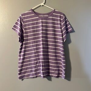 Time and Tru 3X Purple & White Stripe Short Sleeve Top